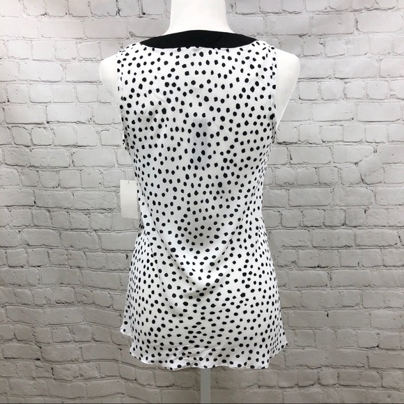 Spense Sleevless Blouse White with Black Dots Size Small Scoop Neck - Picture 5 of 9